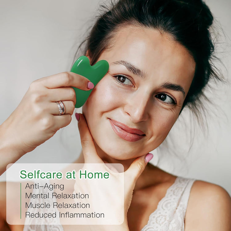 Jade Gua Sha Facial Sculpting Tool - Jawline Contour & Anti-Puffiness Massage Stick