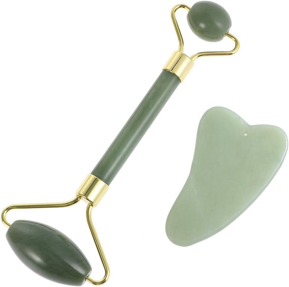 Jade Gua Sha Facial Sculpting Tool - Jawline Contour & Anti-Puffiness Massage Stick