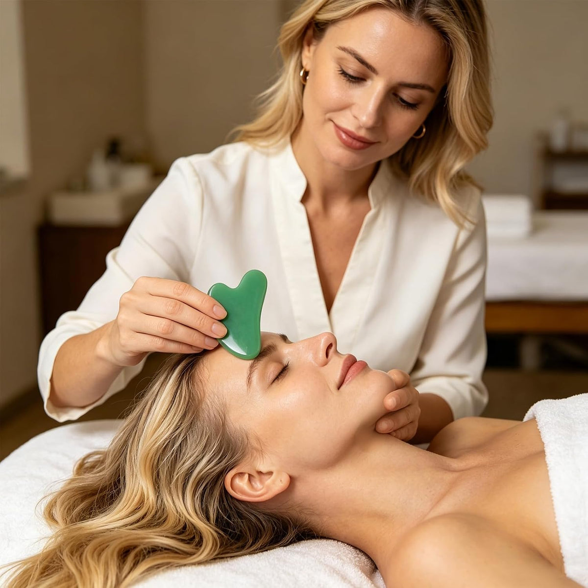 Jade Gua Sha Facial Sculpting Tool - Jawline Contour & Anti-Puffiness Massage Stick